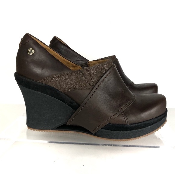 Mozo Devine Brown Leather Wedge Sz 8.5 - Picture 1 of 1